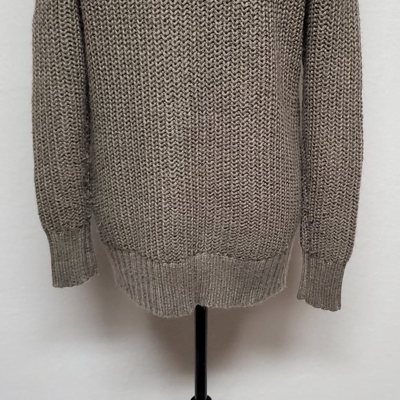 AMERICAN Eagle Outfitters Taupe Knit Wide Neck Oversized Jegging Sweater Medium - Picture 9 of 11